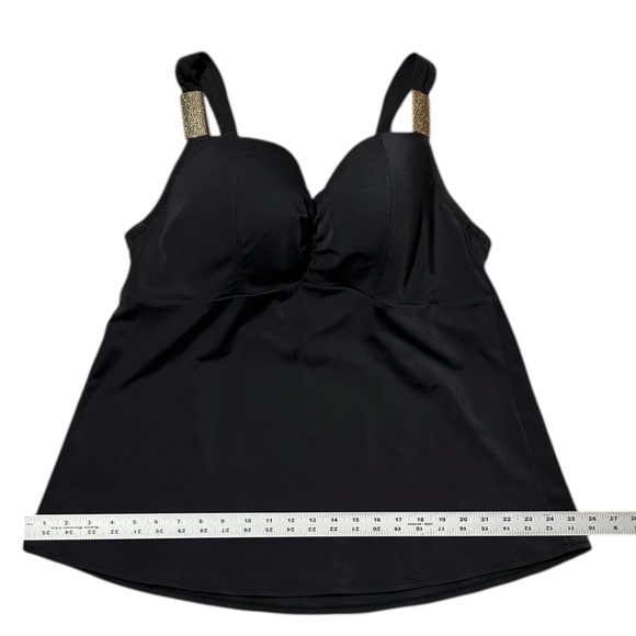 LANE BRYANT Black Tankini Swimsuit Top 38DDD Balconette Bra Underwire Adjustable - Picture 8 of 10